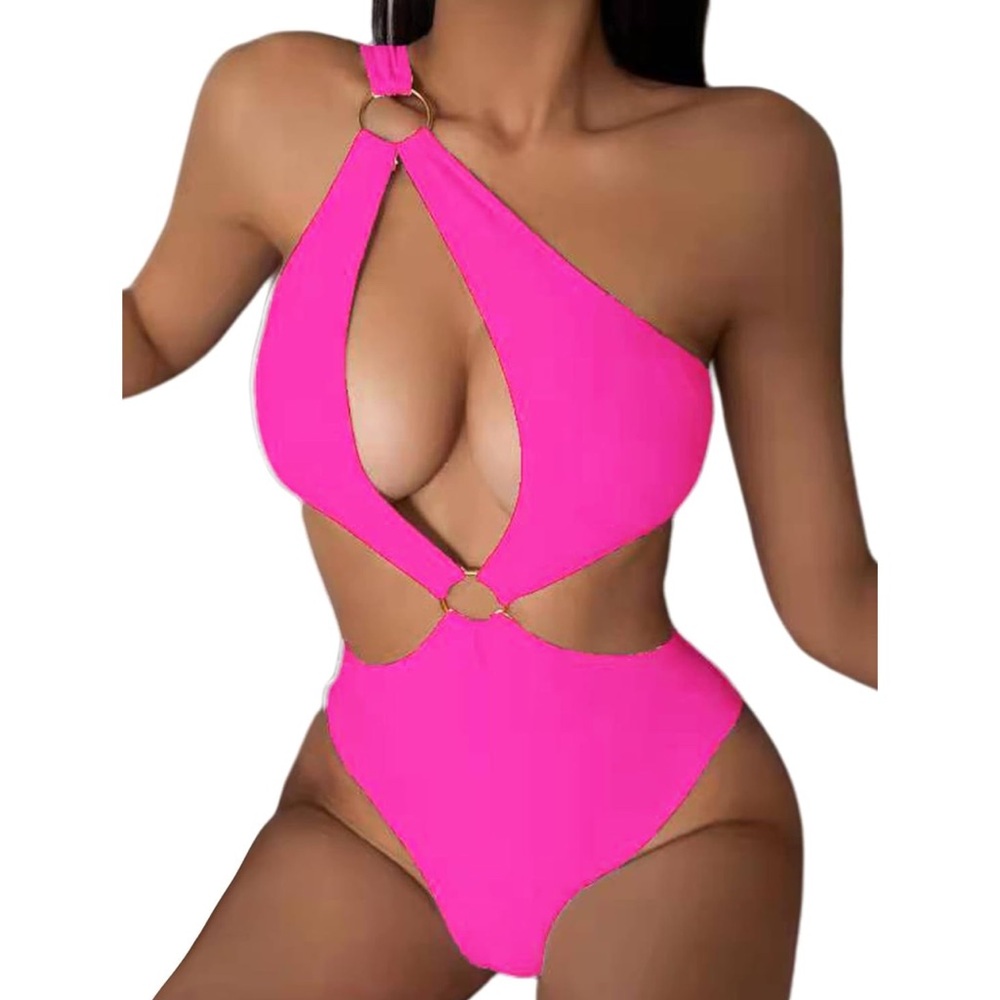Hilinker O-Ring Cutout Halter One Piece Swimsuit